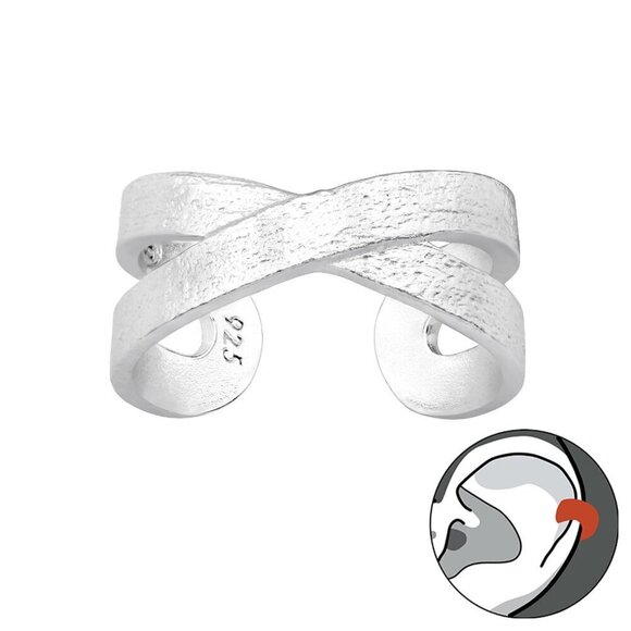 Sterling Silver Criss Cross Ear Cuff – Brushed, No Piercing Needed - Picture 1 of 7
